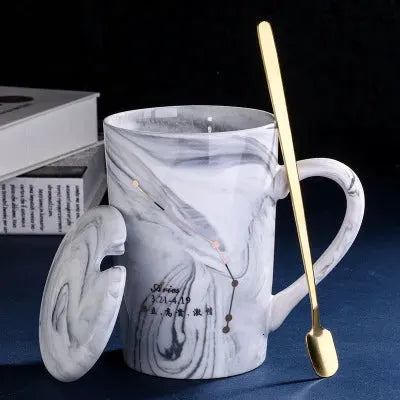 Natural Marble 12 Constellation Ceramic Pink Zodiac Mug With Lid Coffee Mugs Creative Personality Cup 380ml Cups And Mugs Xicara by All Mart Bristol Ltd