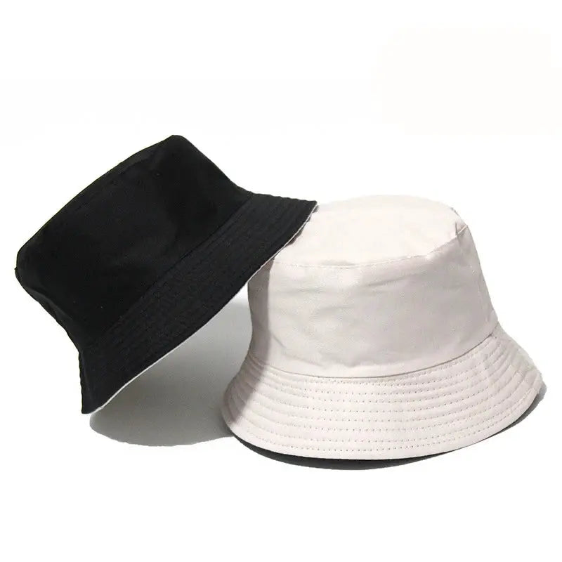 Black Solid Dots Bucket Hat Two Side Wear Unisex Simple Bob Caps Hip Hop Gorros Men Women Panama Cap Beach Fishing Boonie Sunhat by All Mart Bristol Ltd