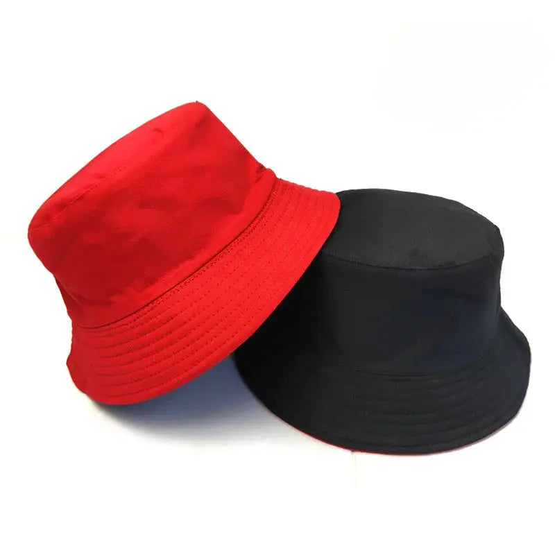 Black Solid Dots Bucket Hat Two Side Wear Unisex Simple Bob Caps Hip Hop Gorros Men Women Panama Cap Beach Fishing Boonie Sunhat by All Mart Bristol Ltd