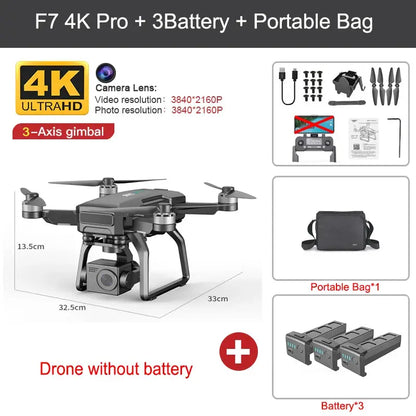 SJRC F7 PRO GPS Drone 4K Dual HD Camera 3-Axis Gimbal Professional Aerial Photography 3KM Brushless Quadcopter VS F11 4K Pro by All Mart Bristol Ltd
