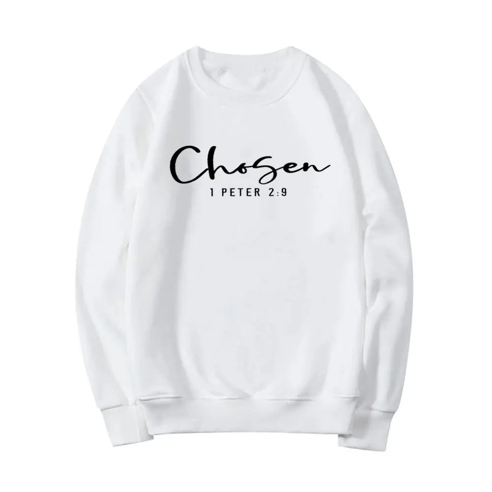 Chosen 1 Peter 2:9 Sweatshirt Chosen Crewneck Sweatshirts Christian Clothing Christian Apparel Casual Tops Hoodies for Women by All Mart Bristol Ltd