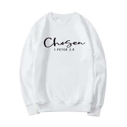 Chosen 1 Peter 2:9 Sweatshirt Chosen Crewneck Sweatshirts Christian Clothing Christian Apparel Casual Tops Hoodies for Women by All Mart Bristol Ltd