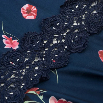 Women Vintage Casual Round Neck A line Summer Elegant Floral Lace Patchwork Sleeveless Tunic Party Swing Dress HA079