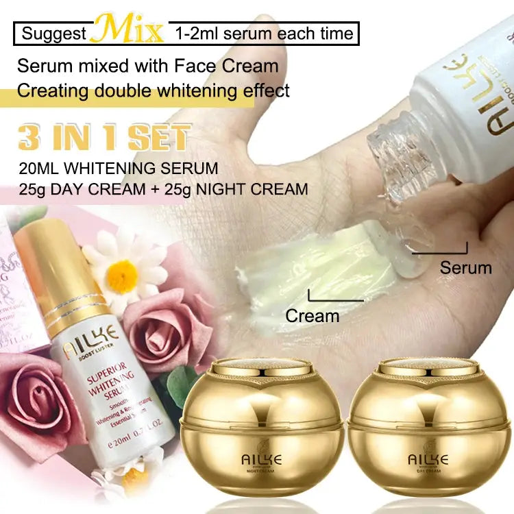 AILKE Whitening Skin Care Set, Reduce Wrinkles, Dark Spots, Even Skin Tone, Women Beauty Cosmetics for All Skin Types by All Mart Bristol Ltd
