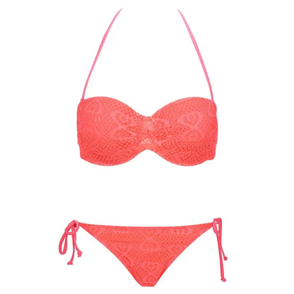 Bikini Solid Strappy Bandage Bikinis Set White Push Up Bikini Swimwear Bandeau Brazilian Swimsuit Bathing Suit Maillot De Bain by All Mart Bristol Ltd