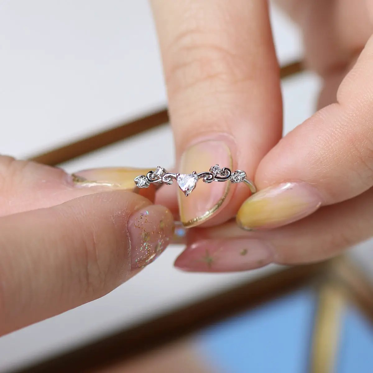 Heart Ring Set In Silver by NABILONDON
