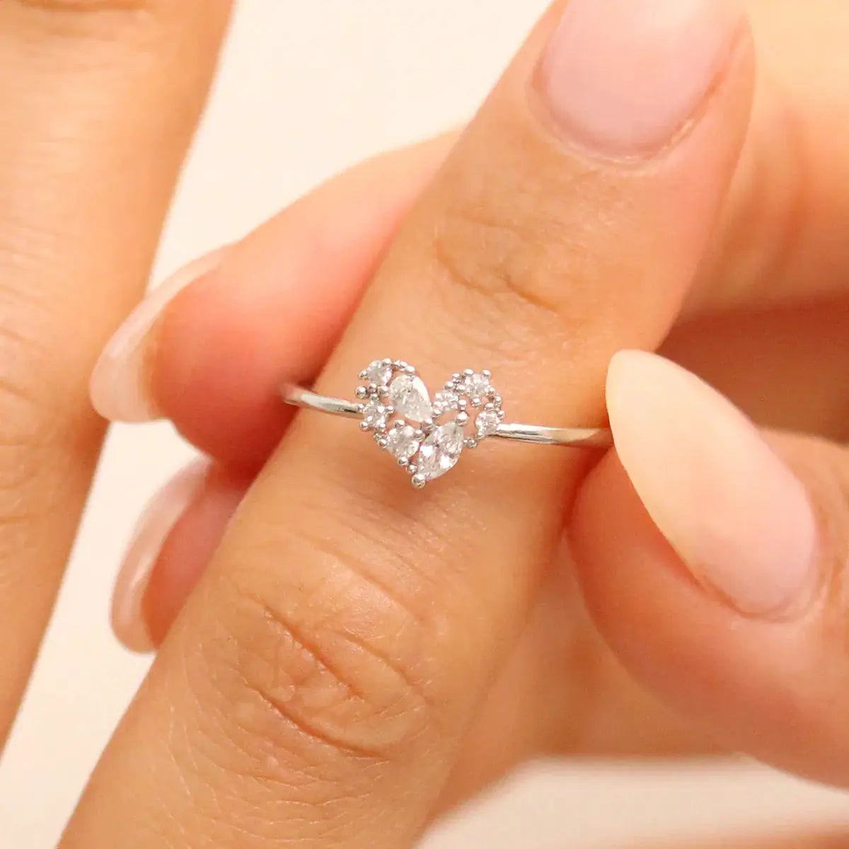 Heart Ring Set In Silver by NABILONDON