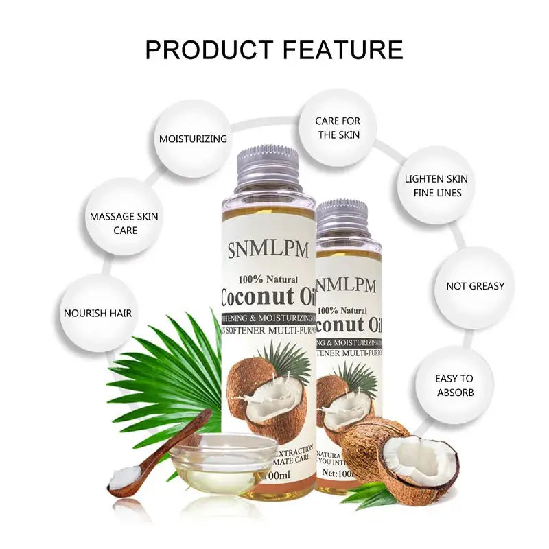 100ml Natural Organic Coconut Oil Body Face Oil Massage Relaxation Skin Coconut Essential Oil by All Mart Bristol Ltd