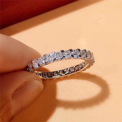 Huitan Fashion Contracted Women's Ring Thin Full Paved Round CZ Versatile Girls Accessories Daily Wear Party Statement Jewelry by All Mart Bristol Ltd