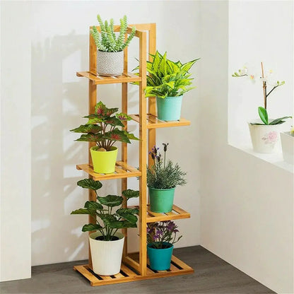 Bamboo 5 / 6 Tier Plant Stand Rack Multiple Flower Pot Holder Shelf Indoor Outdoor Planter Display Shelving Unit for Patio by All Mart Bristol Ltd