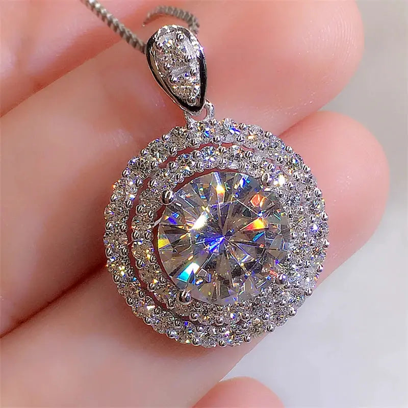 Huitan Gorgeous Bridal Wedding Necklace Mosaic AAA Cubic Zirconia Round Pendant Elegant Women's Neck Accessories Fashion Jewelry by All Mart Bristol Ltd