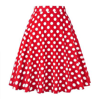 Women's Runway Cotton Retro Vintage Skirt Black Faldas High Waist A Line Rockabilly Jupe 50s Swing Umbrella Skirts Pin Up Skater by All Mart Bristol Ltd