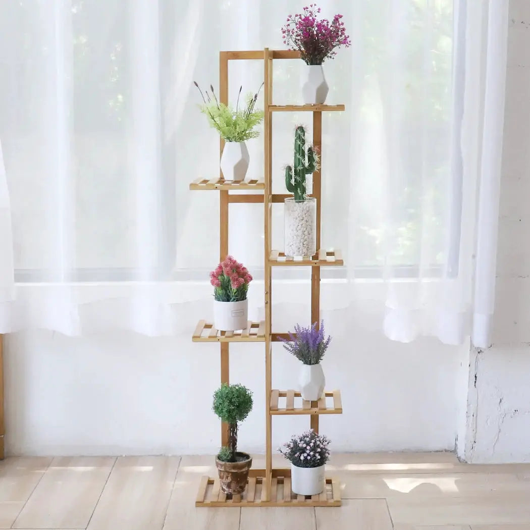 Bamboo 5 / 6 Tier Plant Stand Rack Multiple Flower Pot Holder Shelf Indoor Outdoor Planter Display Shelving Unit for Patio by All Mart Bristol Ltd