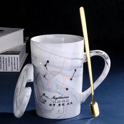 Natural Marble 12 Constellation Ceramic Pink Zodiac Mug With Lid Coffee Mugs Creative Personality Cup 380ml Cups And Mugs Xicara by All Mart Bristol Ltd