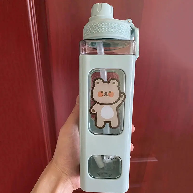 Kawaii Shaker Water Bottle With Straw Sticker Cute BPA Free 700ml/900ml Plastic Tea Milk Portable Gourde Drink Bottle For Girl by All Mart Bristol Ltd