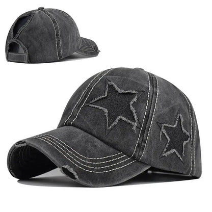 Baseball Cap Snapback Hat Girl baseball cap star pattern Horsetail Cap Hip Hop Fitted Cap Hats For Men Women Grinding Multicolor by All Mart Bristol Ltd