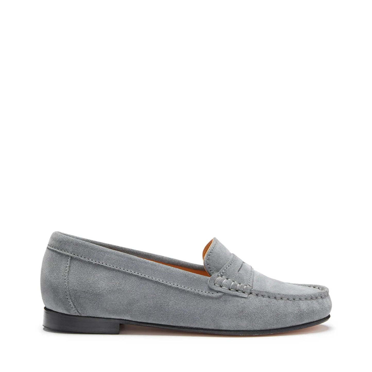 Women's Penny Loafers Leather Sole, slate grey suede by Hugs & Co.