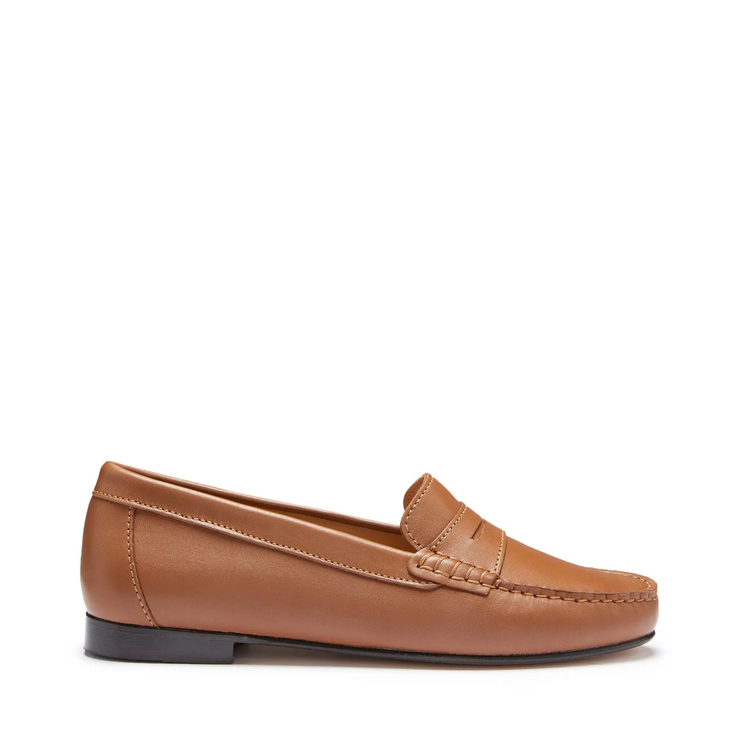 Women's Penny Loafers Leather Sole, tan leather by Hugs & Co.