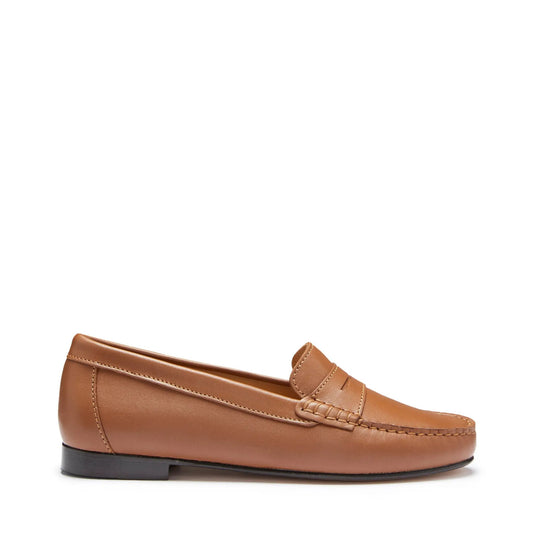 Women's Penny Loafers Leather Sole, tan leather by Hugs & Co.