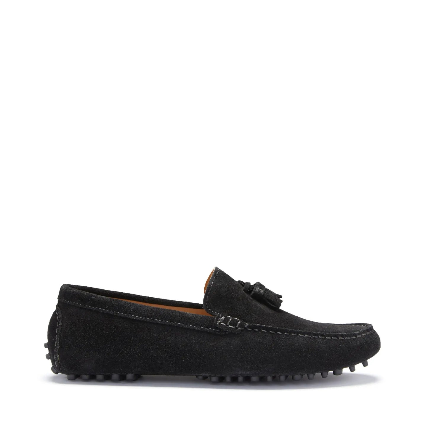 Tasselled Driving Loafers, black suede by Hugs & Co.