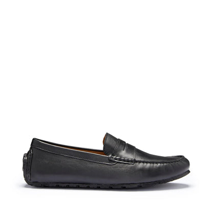 Tyre Sole Penny Driving Loafers, black leather by Hugs & Co.