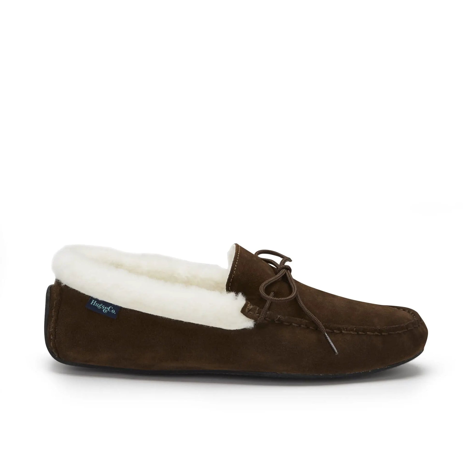 Slippers, sheepskin, brown suede by Hugs & Co.