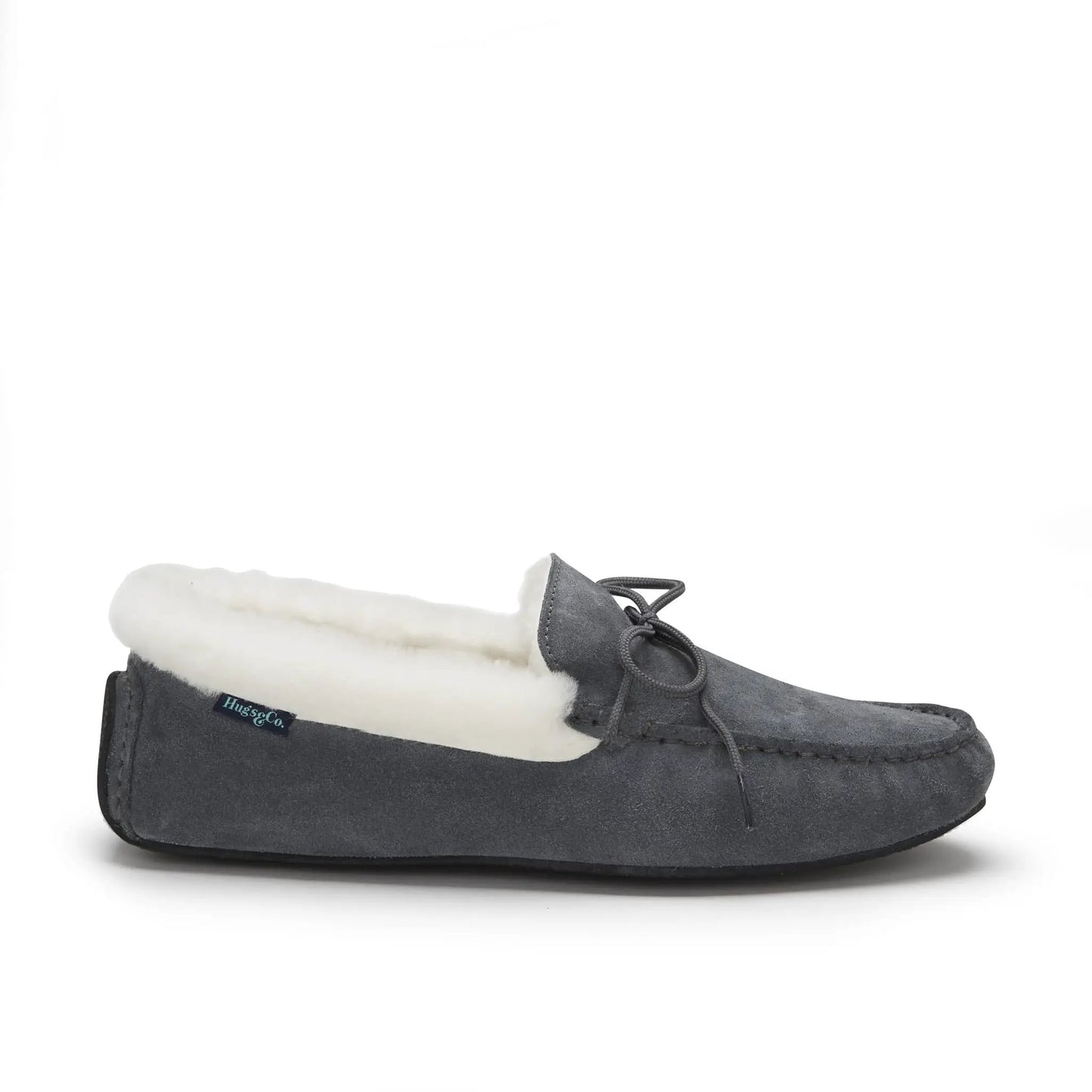 Slippers, sheepskin, slate grey suede by Hugs & Co.