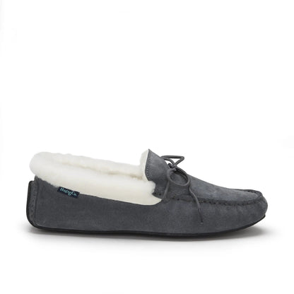 Slippers, sheepskin, slate grey suede by Hugs & Co.