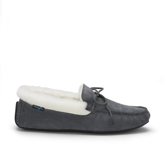 Slippers, sheepskin, slate grey suede by Hugs & Co.