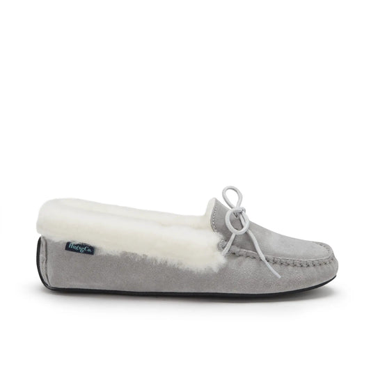 Women's slippers, sheepskin, dove grey suede by Hugs & Co.