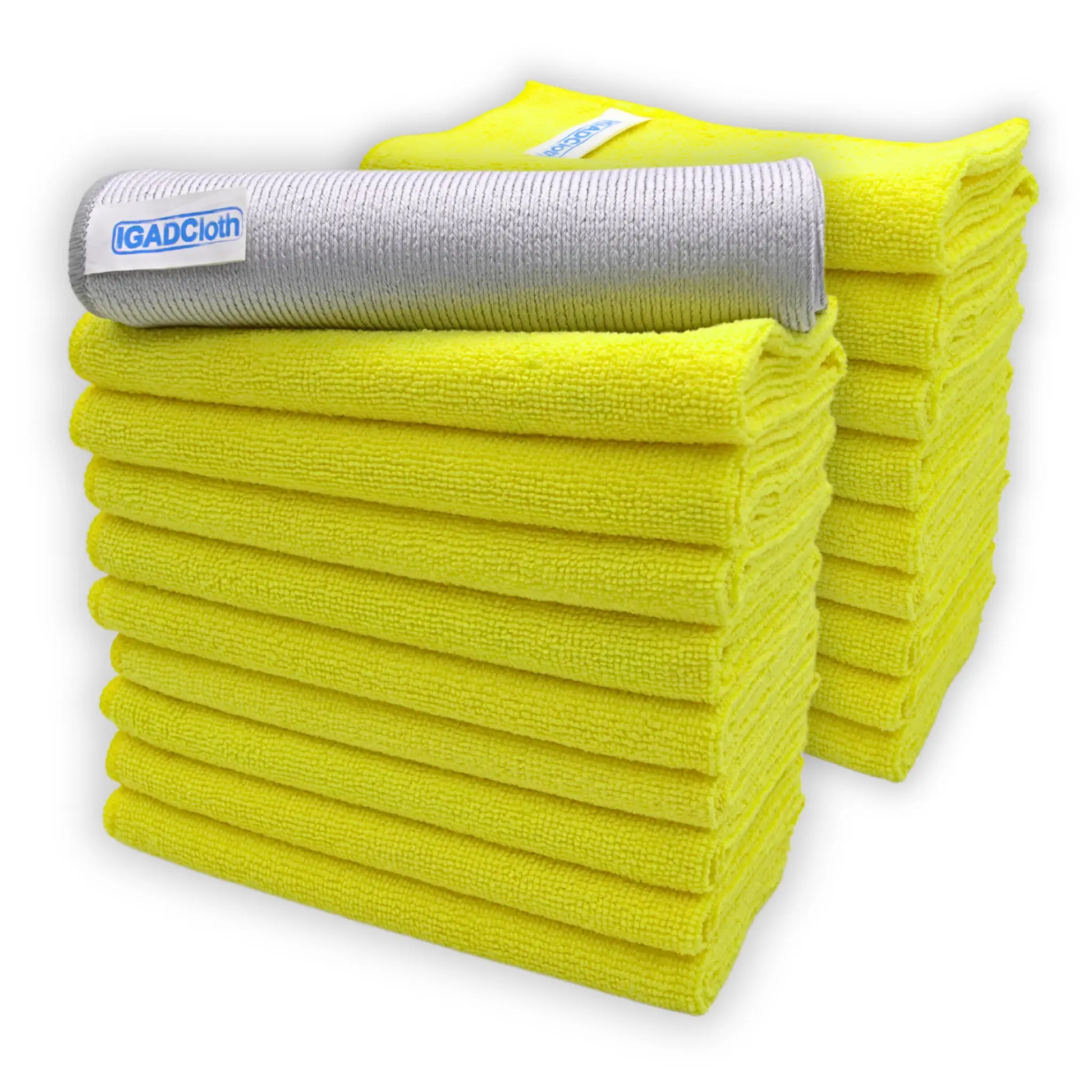 IGADCloth Yellow Microfiber Sets, Cleaning Cloths 40x40cm 250gsm + 1 Free Glass Cloth by IGADCloth