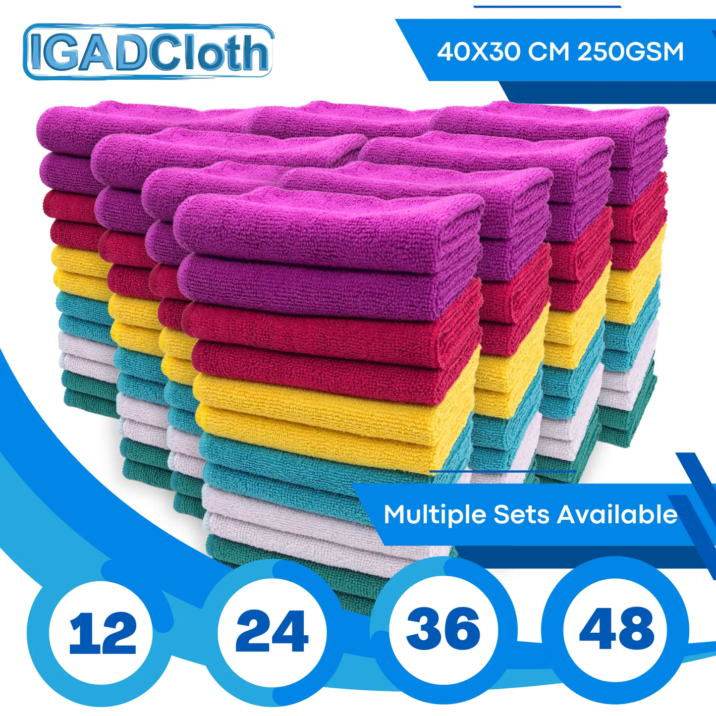 IGADCloth Set of Modern Multicolor Microfiber cloths 40x30cm 250 gsm by IGADCloth