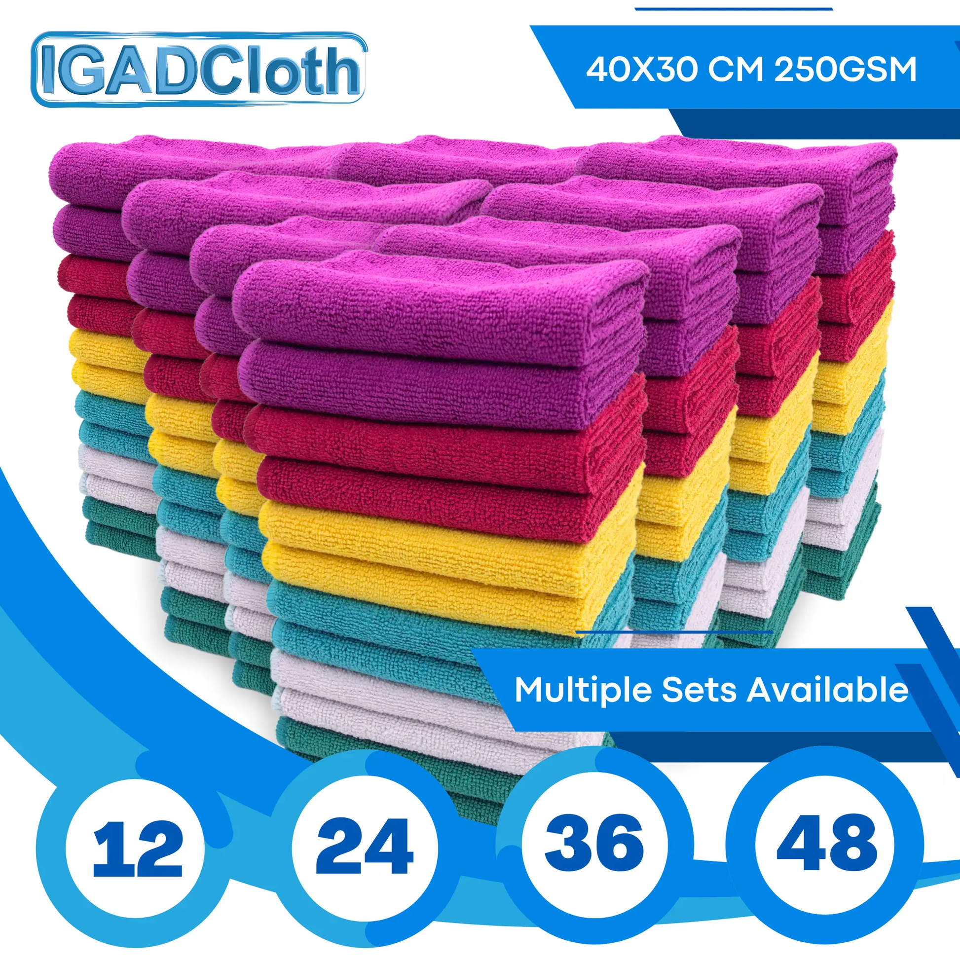 IGADCloth Set of Modern Multicolor Microfiber cloths 40x30cm 250 gsm by IGADCloth
