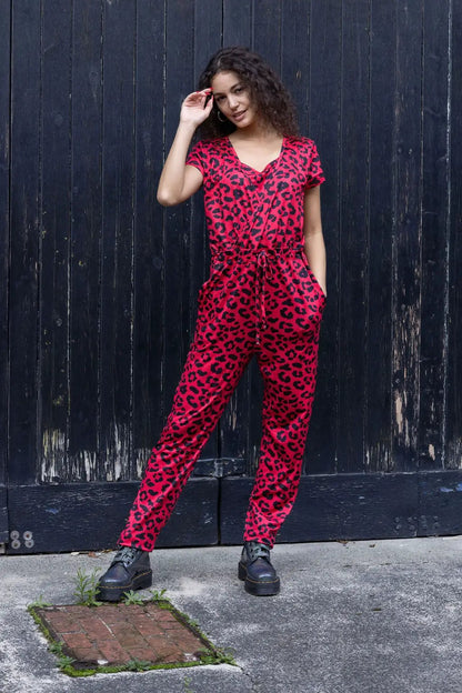 The Breastfeeding Jumpsuit - Red Leopard by Stylish Mum