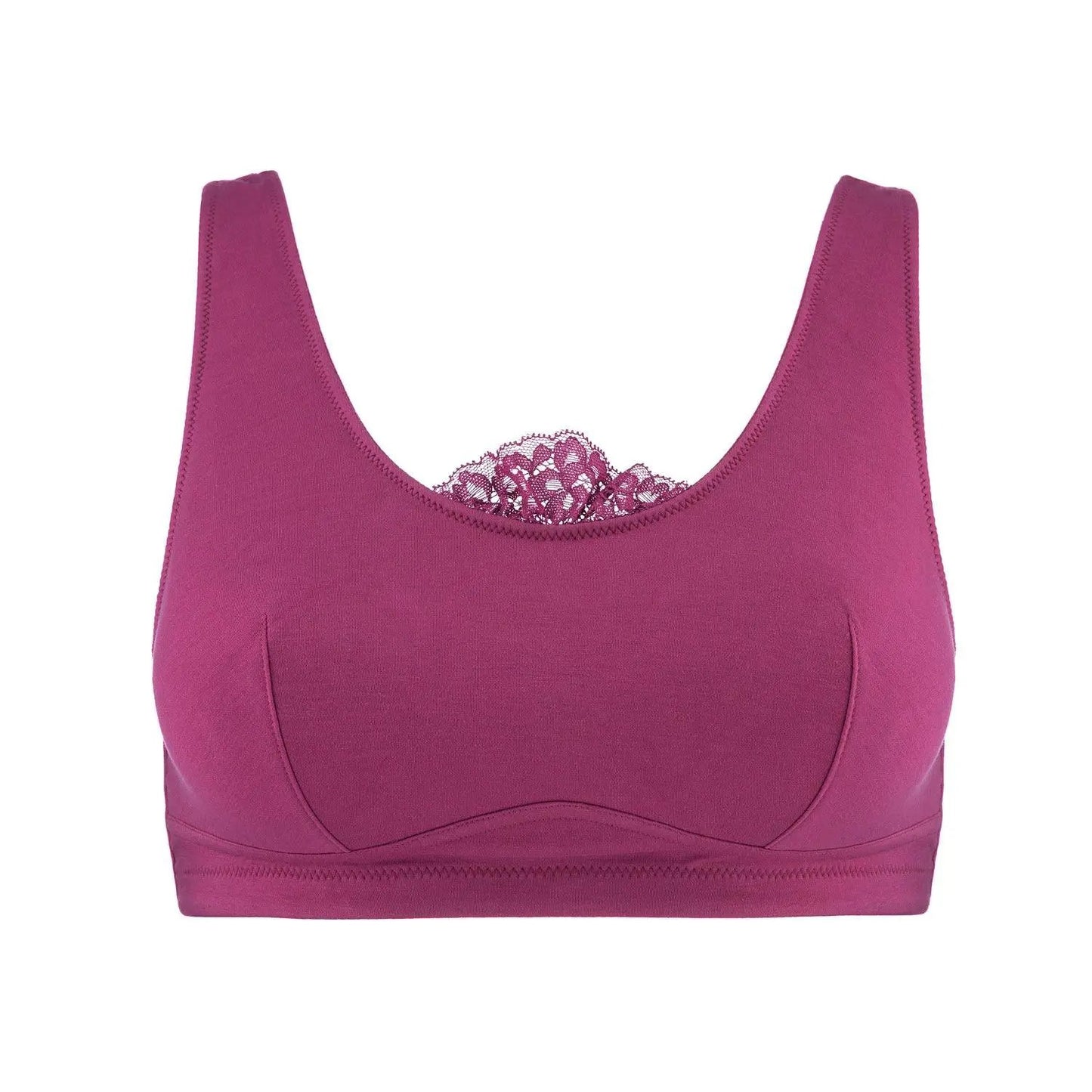Fuchsia - Silk Back Support Full Coverage Wireless Organic Cotton Bra by Juliemay Lingerie