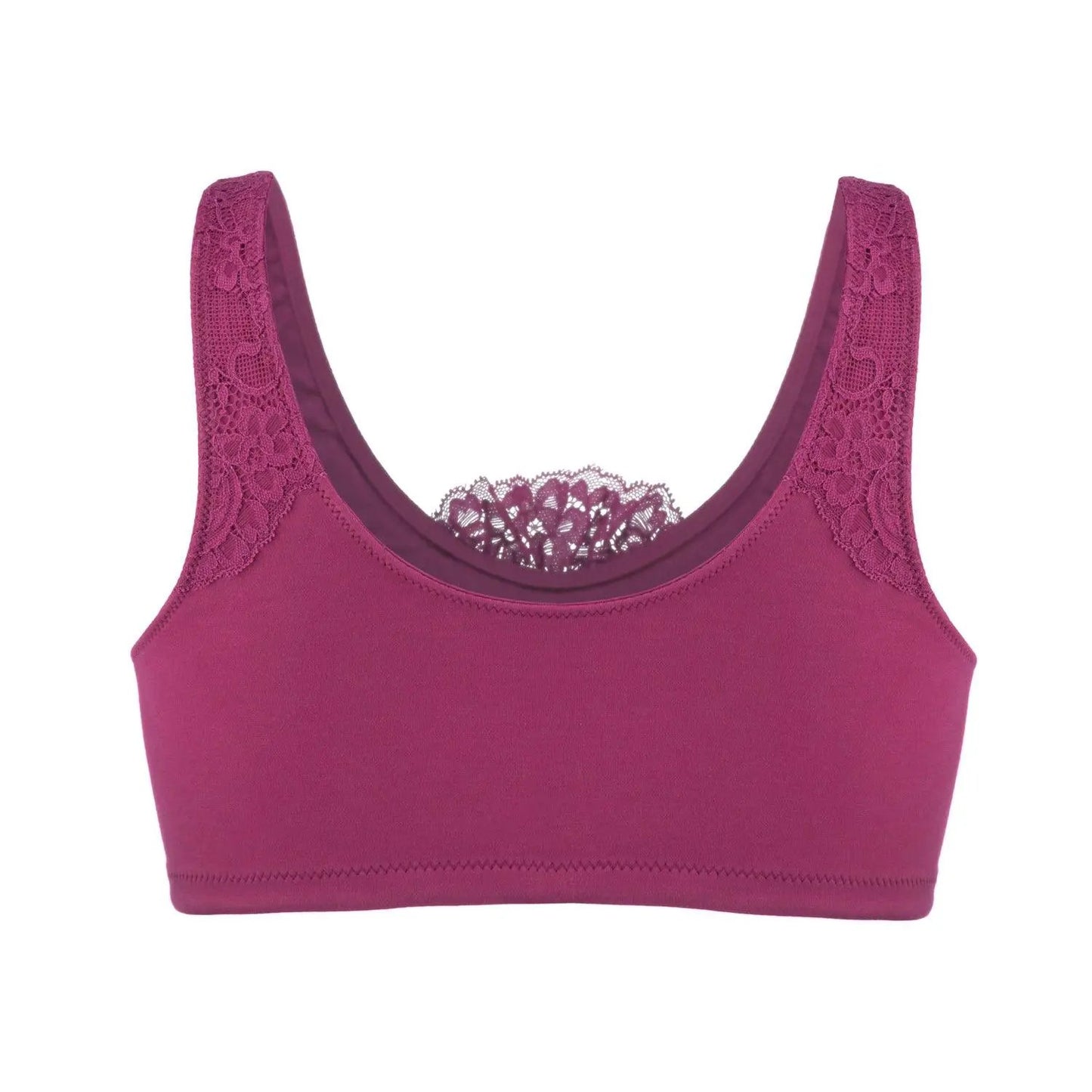 Fuchsia - Silk Back Support Full Coverage Wireless Organic Cotton Bra by Juliemay Lingerie