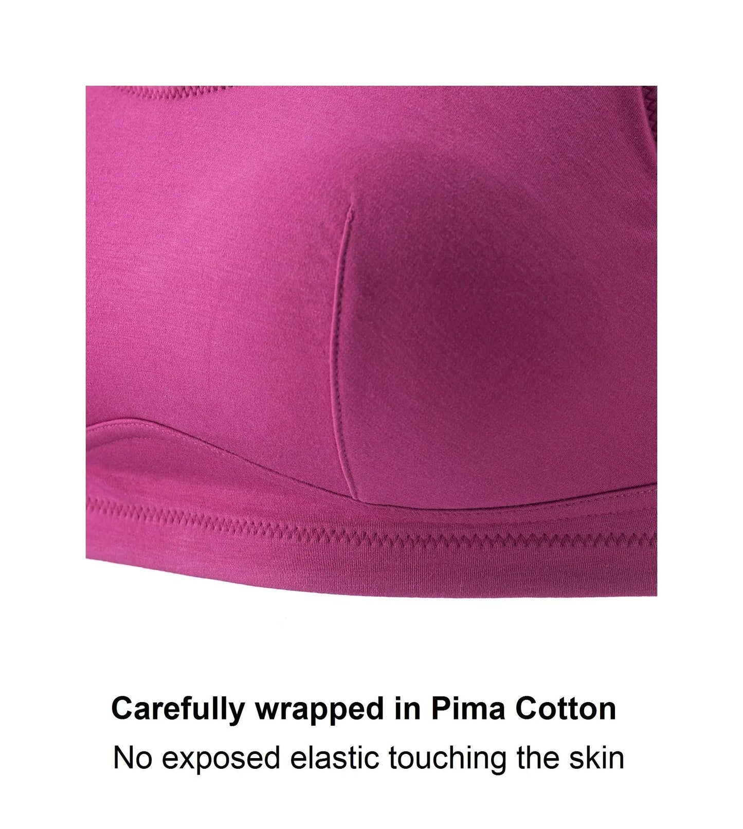 Fuchsia - Silk Back Support Full Coverage Wireless Organic Cotton Bra by Juliemay Lingerie