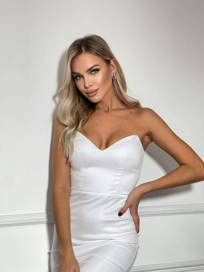 Short Mini Party Dress with Tulle Train by GLOWSYOU Women’s Fashion