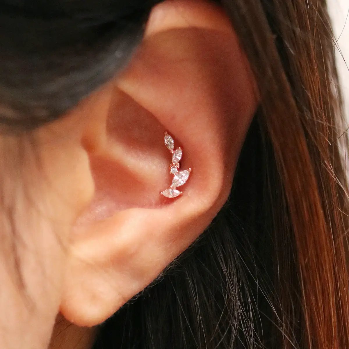Stacked crystal piercing by Nabi London