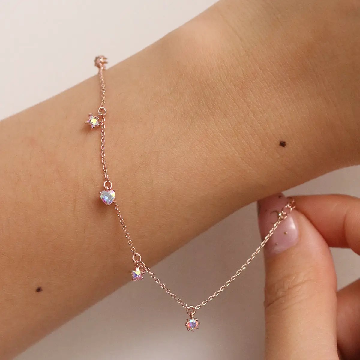 Smoked topaz heart star bracelet by Nabi London