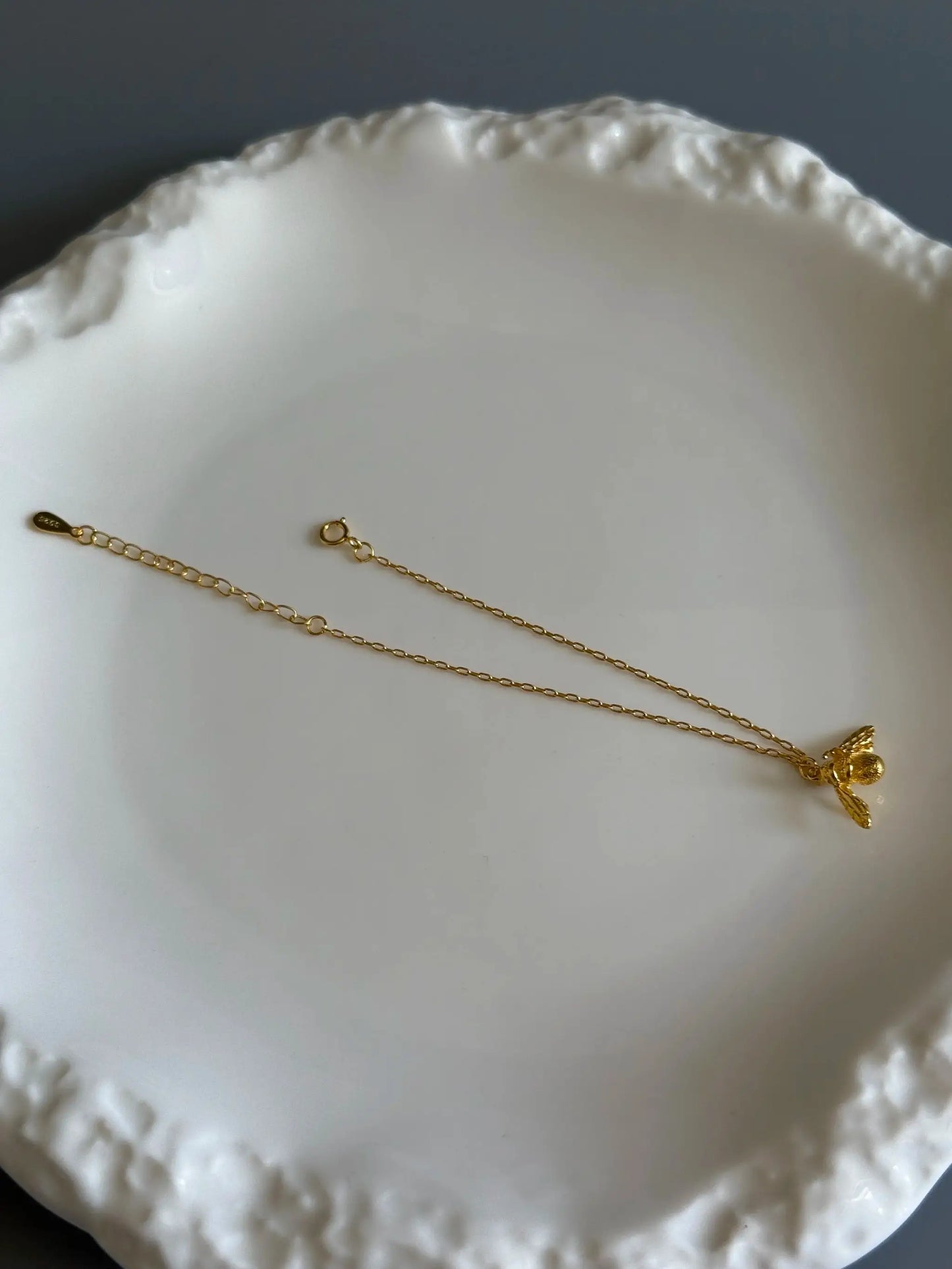 16K Gold Plated 925 Sterling Silver Big Bee Anklet by LAURRÈ Jewellery