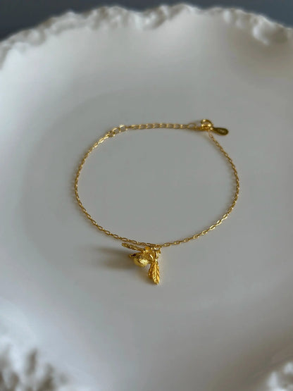 16K Gold Plated 925 Sterling Silver Big Bee Anklet by LAURRÈ Jewellery