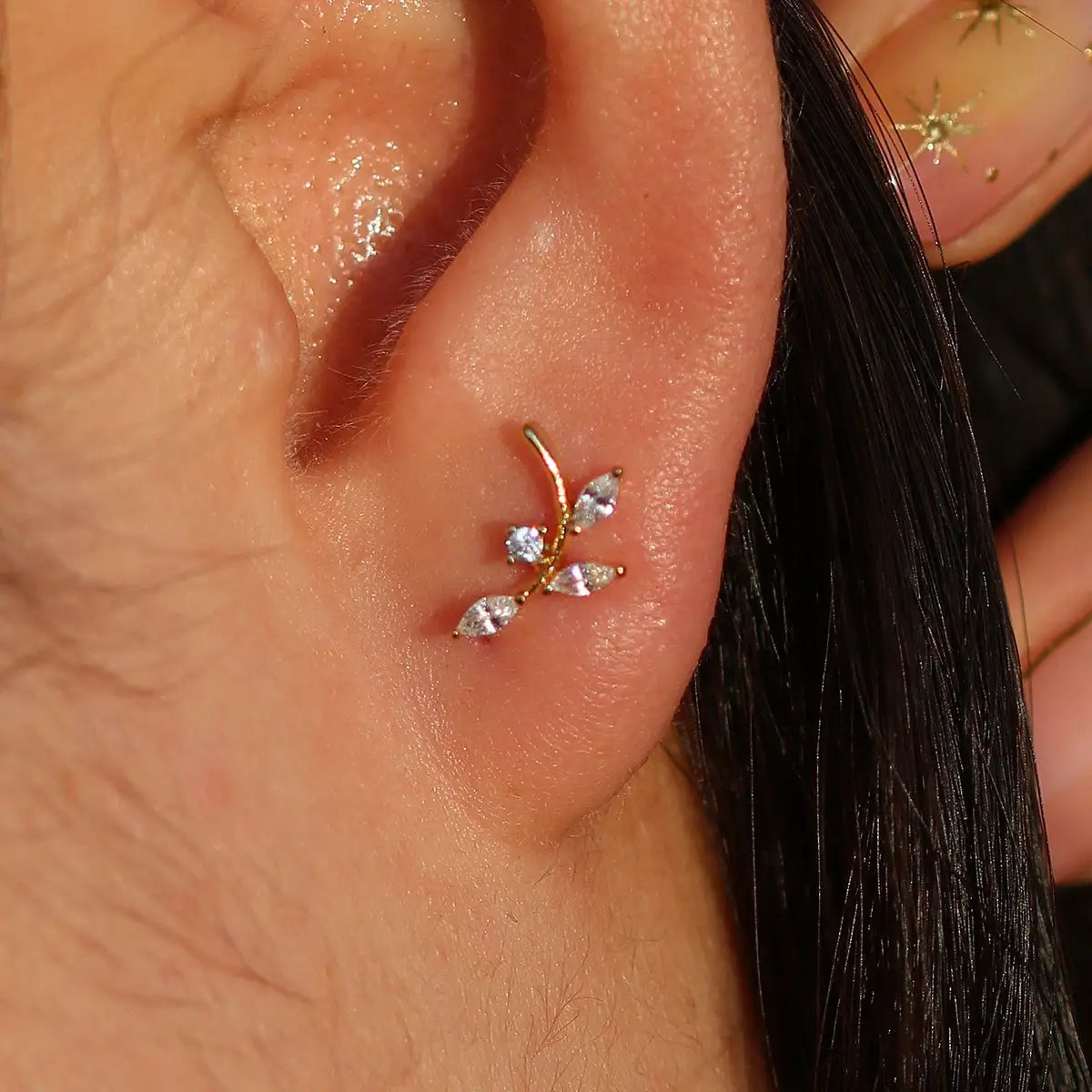 Cubic branch climber earrings by Nabi London