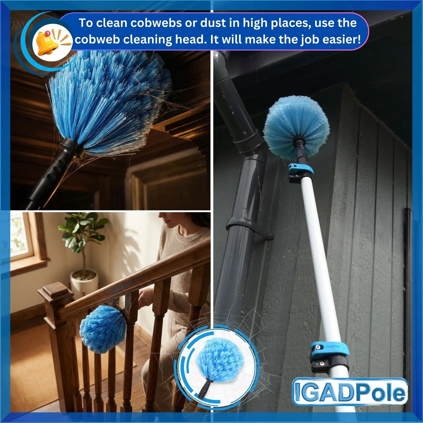 IGADPole 5m (17ft) Water-Fed Pole Cleaning Kit – Includes Water-fed Brush, Cobweb & Microfibre Duster, Soap Dispenser & Hose Tap by IGADPole