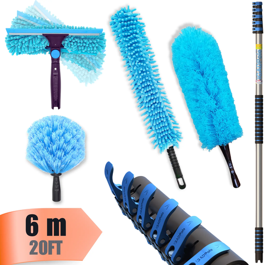 IGAD Pole 6m (20ft) Dusting Set: Extension Pole, Squeegee and 3 Dusting Attachments by IGADPole
