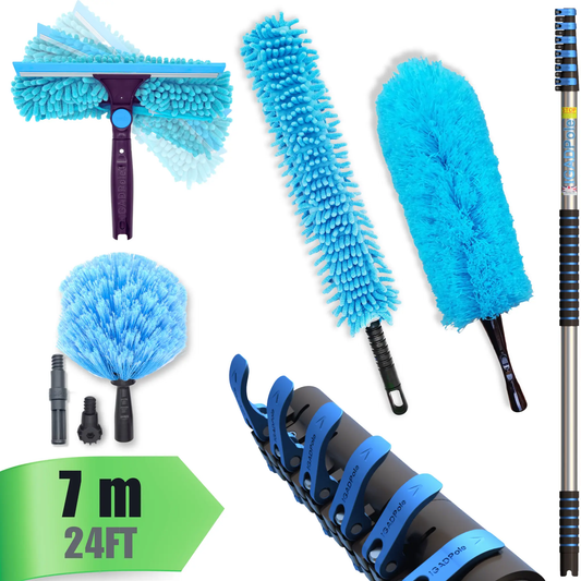 IGAD Pole 7m (24ft) Dusting Set: Extension Pole, Squeegee and 3 Dusting Attachments by IGADPole