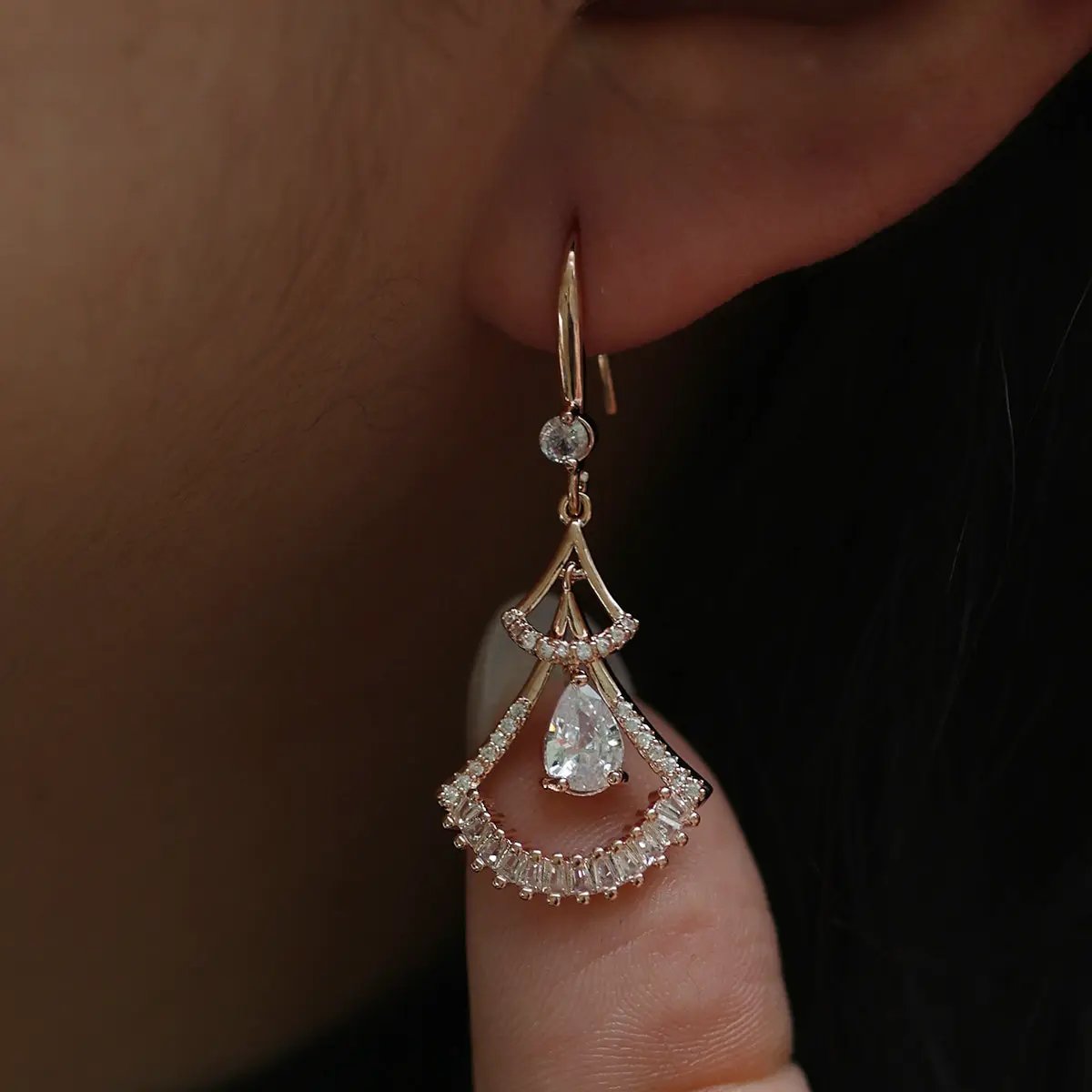 cubic hook drop earrings by Nabi London