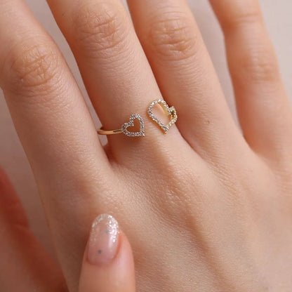 Double hearts ring by Nabi London