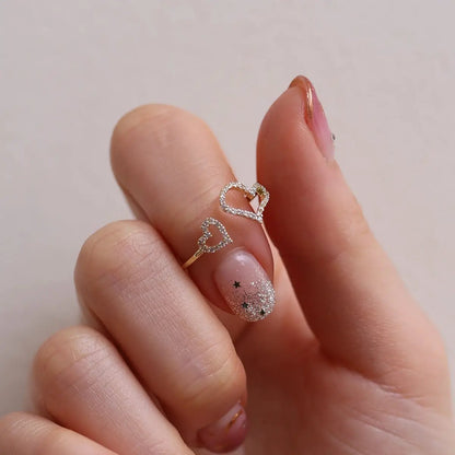Double hearts ring by Nabi London