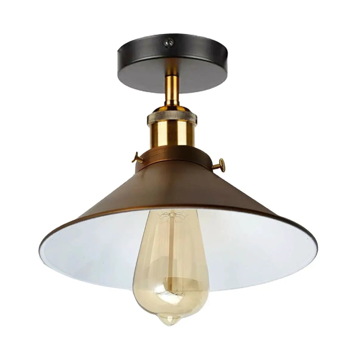 Yellow Brass Vintage Flush Mount Metal Cone Industrial pendant ceiling light~2598 by LEDSone
